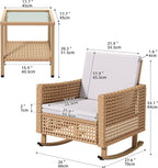 YITAHOME 3 Pieces Patio Wicker Rocking Chair Set, Outdoor Patio Furniture Set - Image 3