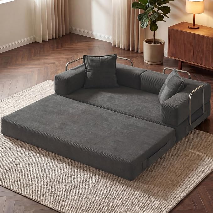 GRUSIGN 78 Inch Convertible Sofa Bed, 5-in-1 Futon Sofa Bed Pull Out Couch - Image 8