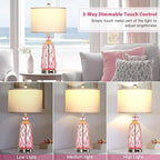 Ruzectt 25.5" Coastal Glass Table Lamps Set of 2, 3-Way Dimmable Touch Control - Image 2