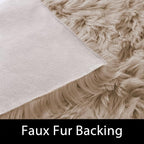 Latepis Living Room Carpet Brown Beige Large Area 6x8 Rug Washable Faux Fur Rug - Image 3