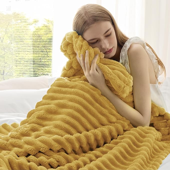 Bedsure Soft Yellow Throw Blanket - Image 4