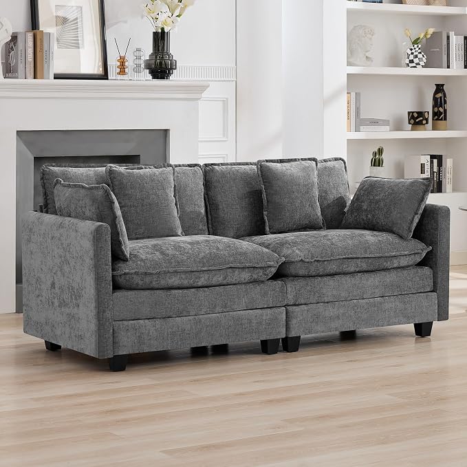 76'' Cloud Deep Seat Loveseat, Upholstered Chenille Modular 2-Seats Sectional - Image 7