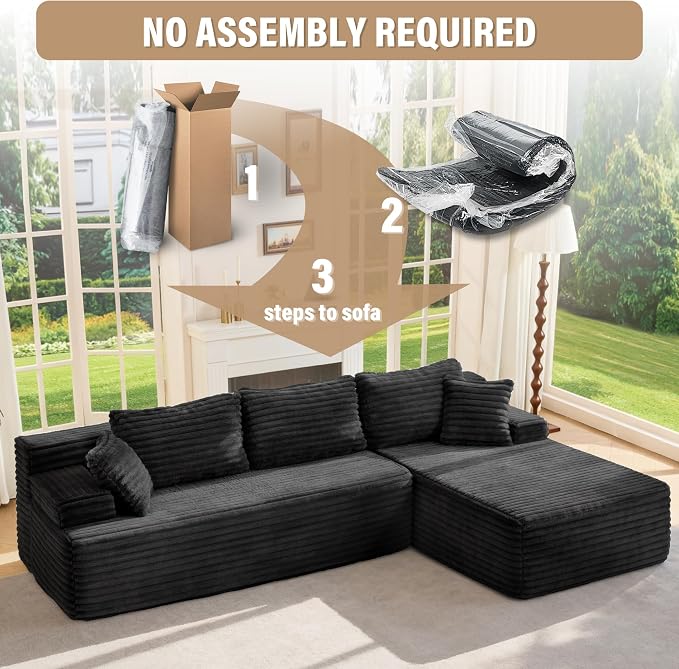 Hobestluk Modular Sectional Sofa Couches L-Shape Couch 3 Seat Modular Sofa - Image 7