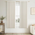 100% Blackout Linen Curtains for Bedroom 66 Inches Long Natural Cream Black Out by Guken