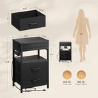 Lazzanto Nightstand Hidden Drawer Charging Table - Image 2