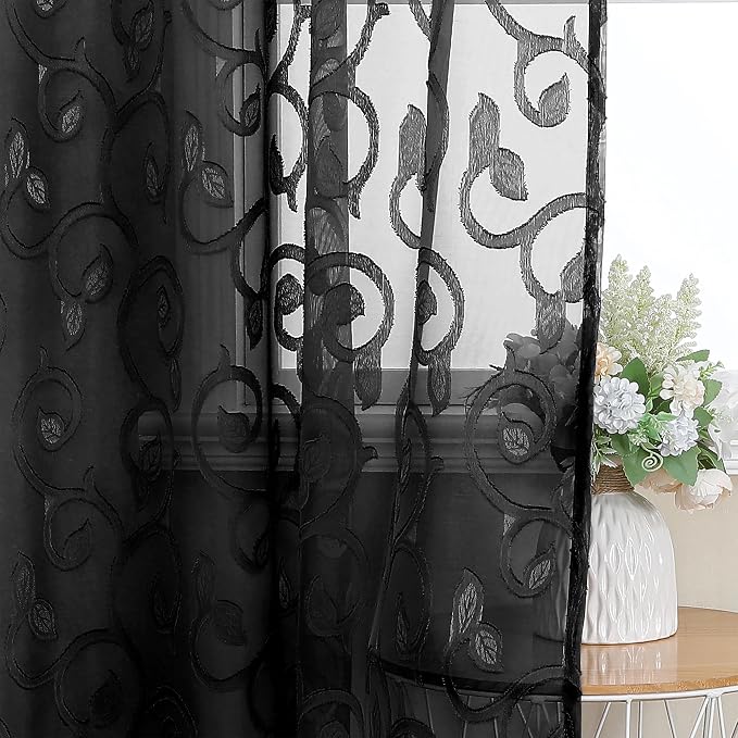Furman Cafe Curtains 30 Inch Length 2 Panels Set, Elegant Geometric Jacquard - Image 8