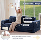 MAXYOYO Loveseat Sofa Bed, Striped Faux Fur Foldable Floor Sofa Couch in A Box - Image 5