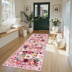 Pink Rug for Hallways Kitchen Runner Rug 2x8 | Non Slip Washable Rugs - Image 2