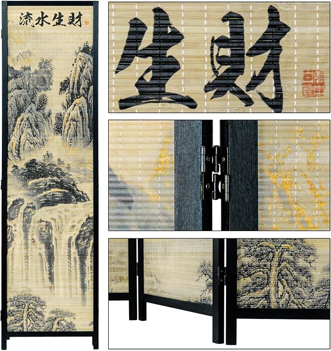 MyGift 4 Panel Folding Room Divider, 6FT Bamboo Privacy Screen - Image 4