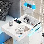 ADORNEVE Nightstand with Charging Station and LED Lights, Night Stand with - Image 3