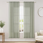 Sage Green Semi Sheer Curtains 72 Inches Long 2 Panels Set by Nanspring