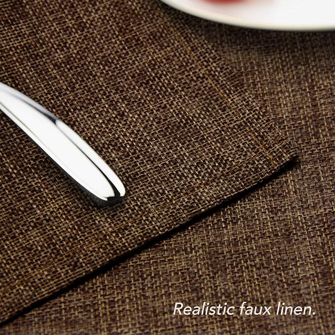 BALCONY & FALCON Faux Linen Placemats Set of 4 Washable Place Mats Heat - Image 7