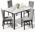 Hooseng Dining Table Set for 4, Faux Marble Small Kitchen Table Chairs Set of 4 by Hooseng