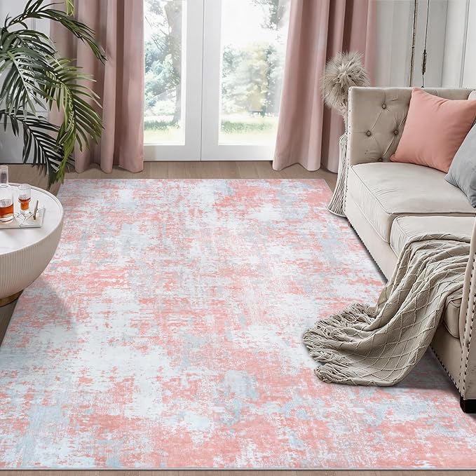 Aelenmu 6x9 Area Rugs for Living Room Bedroom Dining Room Washable Pink | Soft by Aelenmu