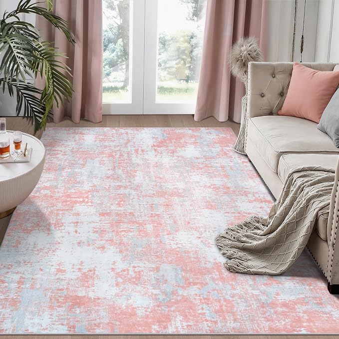 Aelenmu 5x7 Area Rugs for Living Room Bedroom Dining Room Washable Pink | Soft by Aelenmu