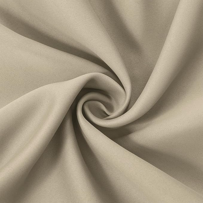 Beige Thermal Blackout Curtains/52 x 54 Inch/Set of 2 Panels Room Darkening - Image 5