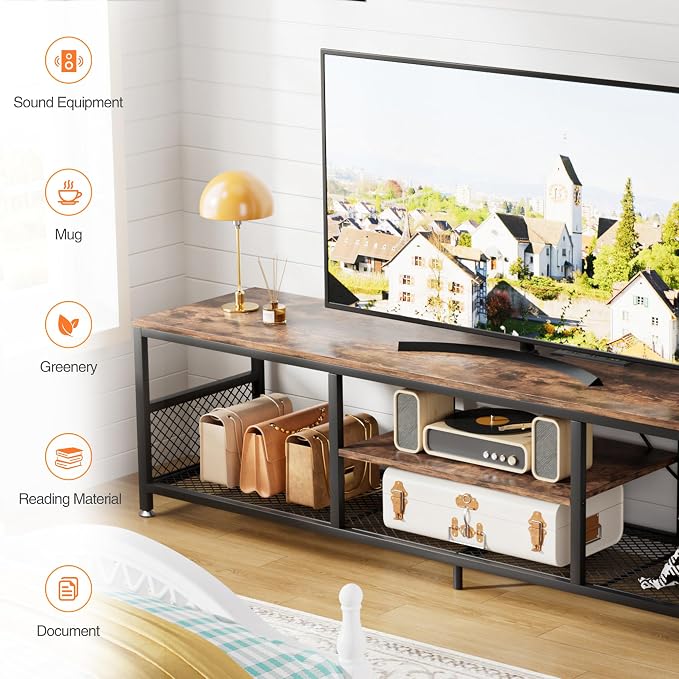 VECELO TV Stand with Power Outlets - Image 5