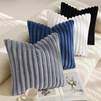 decorUhome Fall Faux Fur Throw Pillow Covers 12x20 Set of 2 Black | Decorative - Image 7