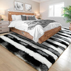 6x9 Large Black and White Fluffy Area Rug Non-Slip - Image 3