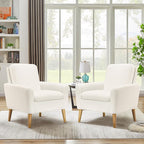 Sherpa Accent Chair, Modern White Teddy Fabric Upholstered Comfortable Armchair - Image 8