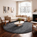 Ophanie Round Rug 6Ft Grey Circle Area Rugs, Fluffy Fuzzy Large Bedroom Carpet by Ophanie