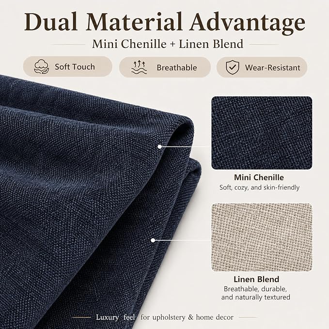 Mini Chenille Linen Blend Upholstery Fabric by the Yard, 57 Inch Wide Soft - Image 2