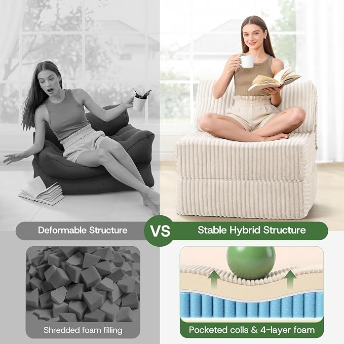 Convertible 4-in-1 Folding Sofa Bed Pocket Coils+Foam Fill Medium Support - Image 4