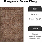 4x6 Brick Red Vintage Floral Washable Area Rug - Image 2