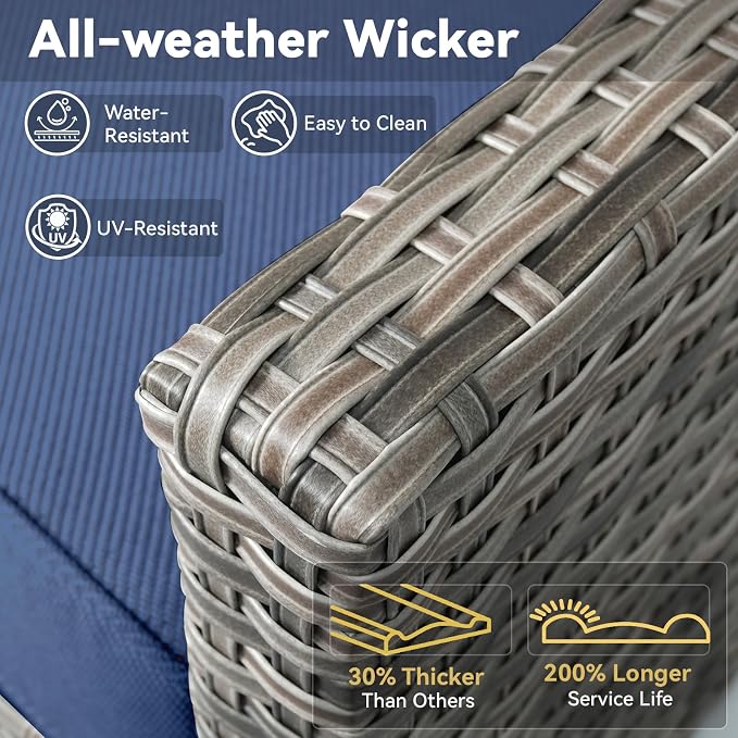 Patio Chairs Set of 2-All Weather Rattan Wicker Outdoor Chair - Image 2