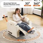 Swivel Rocker Recliner with Adjustable Armrests, Rocking Nursery Chair with - Image 6