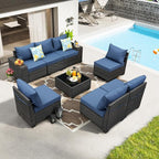 JOYURE 8 Pieces Patio Furniture Set All-Weather Outdoor Wicker Sectional by JOYURE