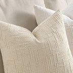MIULEE Chenille Textured Euro Throw Pillow Covers Beige 22x22 Set of 2 | Slubby - Image 3