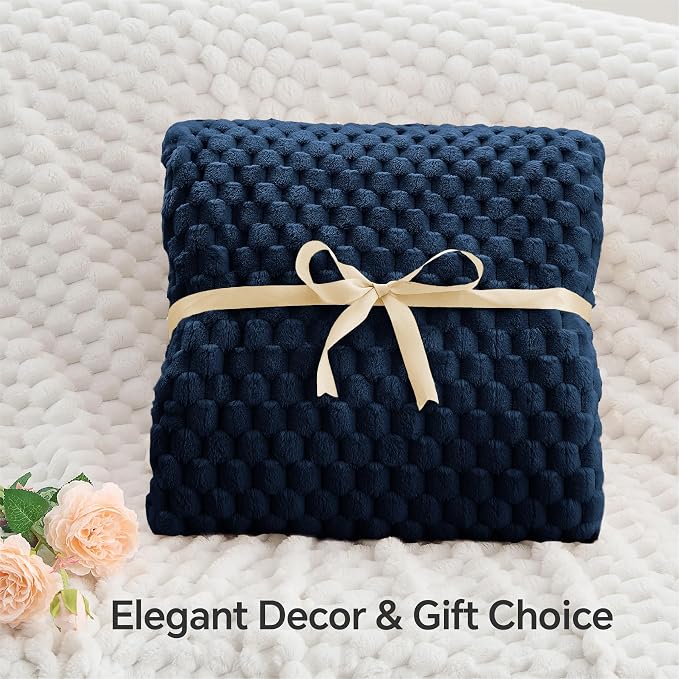 BEDELITE Navy Twin Blanket for Couch, Soft Cozy Gifts for Women, 60 * 80 | 3D - Image 4