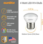 Sunlite LED R14 Mini Flood Light Bulbs, 4 Watts, 250 Lumens, Medium Base - Image 2
