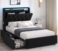 Twin LED Velvet Bed Frame with 2 Storage Drawers&Hidden Headboard, Upholstered by JOCOEVOL