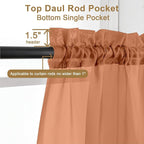Chyhomenyc Orange Sheer Curtains 30 inch Length 2 Panels, Light Filtering Voile - Image 3