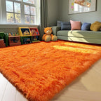 Orange Rugs for Living Room Bedroom, 5x8 Fluffy Bedside Area Rug, Soft Plush - Image 7