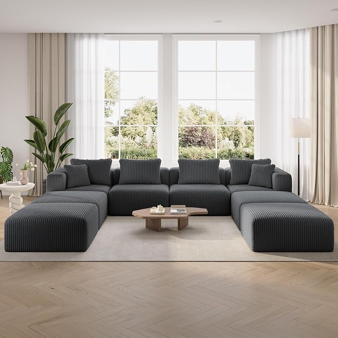 Novilla 141" Modular Sectional Sofa, Modern Cloud Sectional Couch by Novilla