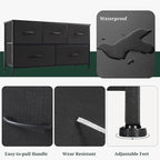 5-Drawer Dresser for Bedroom, Anti-Tip Wide Storage Organizer Fabric Chest of - Image 7