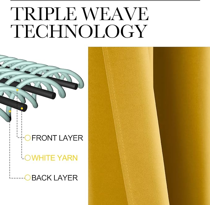 NICETOWN Gold Blackout Cafe Faux Silk Curtains - Image 3