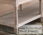 Farmhouse Storage Bench Wooden Entryway Upholstered Tufted Ottoman Bench - Image 7