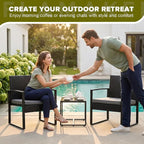 Flamaker 3 Pieces Patio Set Outdoor Wicker Furniture Modern Bistro Rattan Chair - Image 6