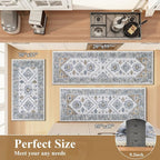 HEBE Boho Kitchen Rugs Set of 3, Non Slip Washable Kitchen Mats - Image 2