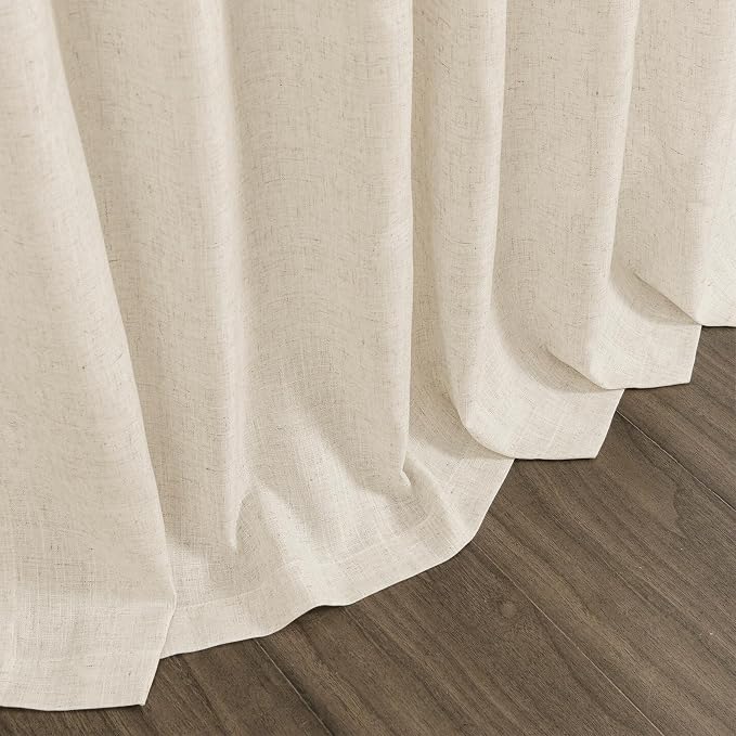 Living Room Curtains 63 Inch Length Linen Birch Beige Luxury Light Filtering - Image 9