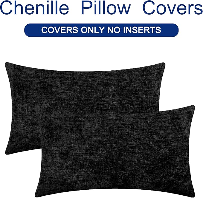 CaliTime Decorative Couch Throw Pillow Covers 26 X 16 Inches Black | Pack of 2 - Image 6