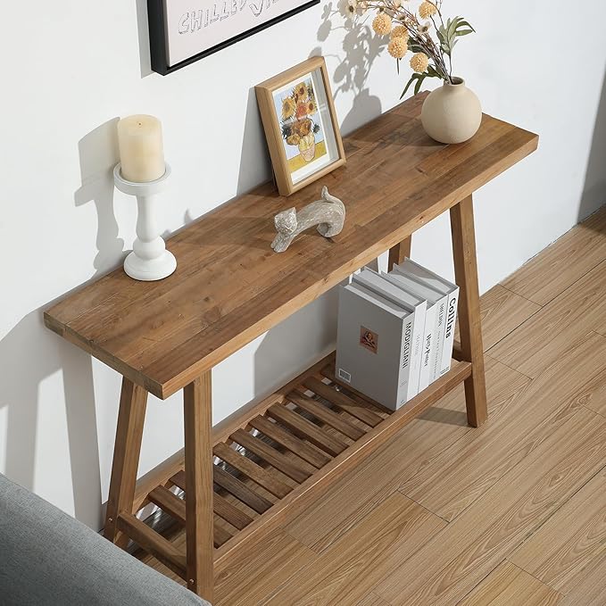 HOKYHOKY Reclaimed Solid Wood Console Table, 43.3" Farmhouse Entryway Table - Image 4