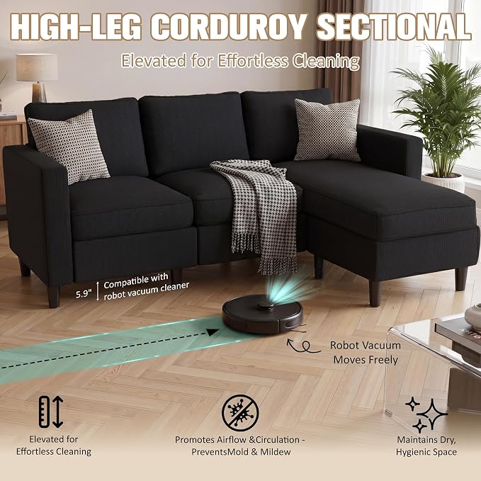 JAMFLY Couches for Living Room, 3-Seat Reversible Sectional Sofa - Image 8