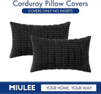 MIULEE Lumbar Corduroy Decorative Throw Pillow Covers 12x20 Black Pack of 2 | - Image 6