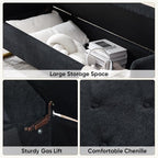 65" Storage Ottoman Bench, Chenille Storage Bench - Image 3