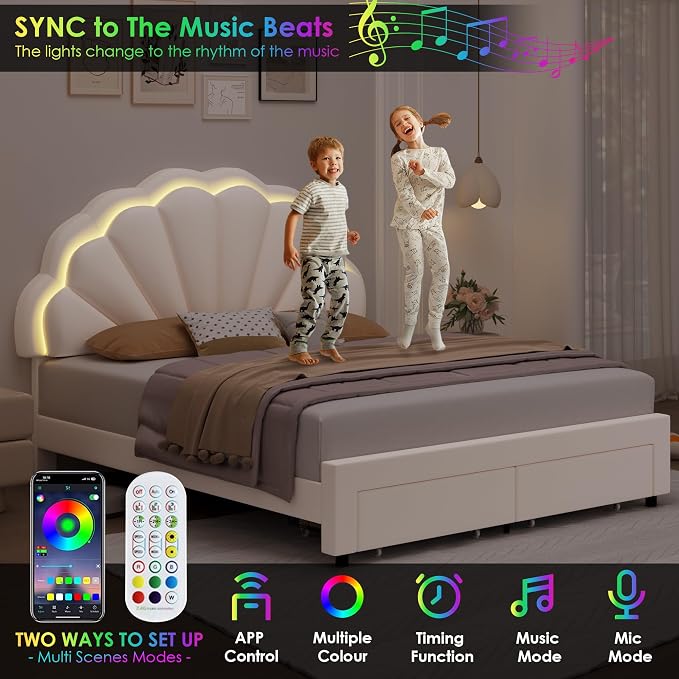 HIFIT Queen Upholstered Smart LED Bed Frame - Image 3